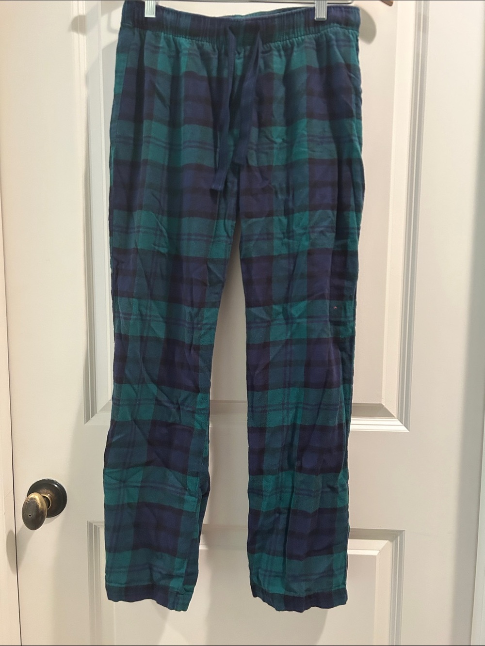 Old Navy elastic drawstring Green Navy Plaid Flannel Lounge Pajama Pants size XS
